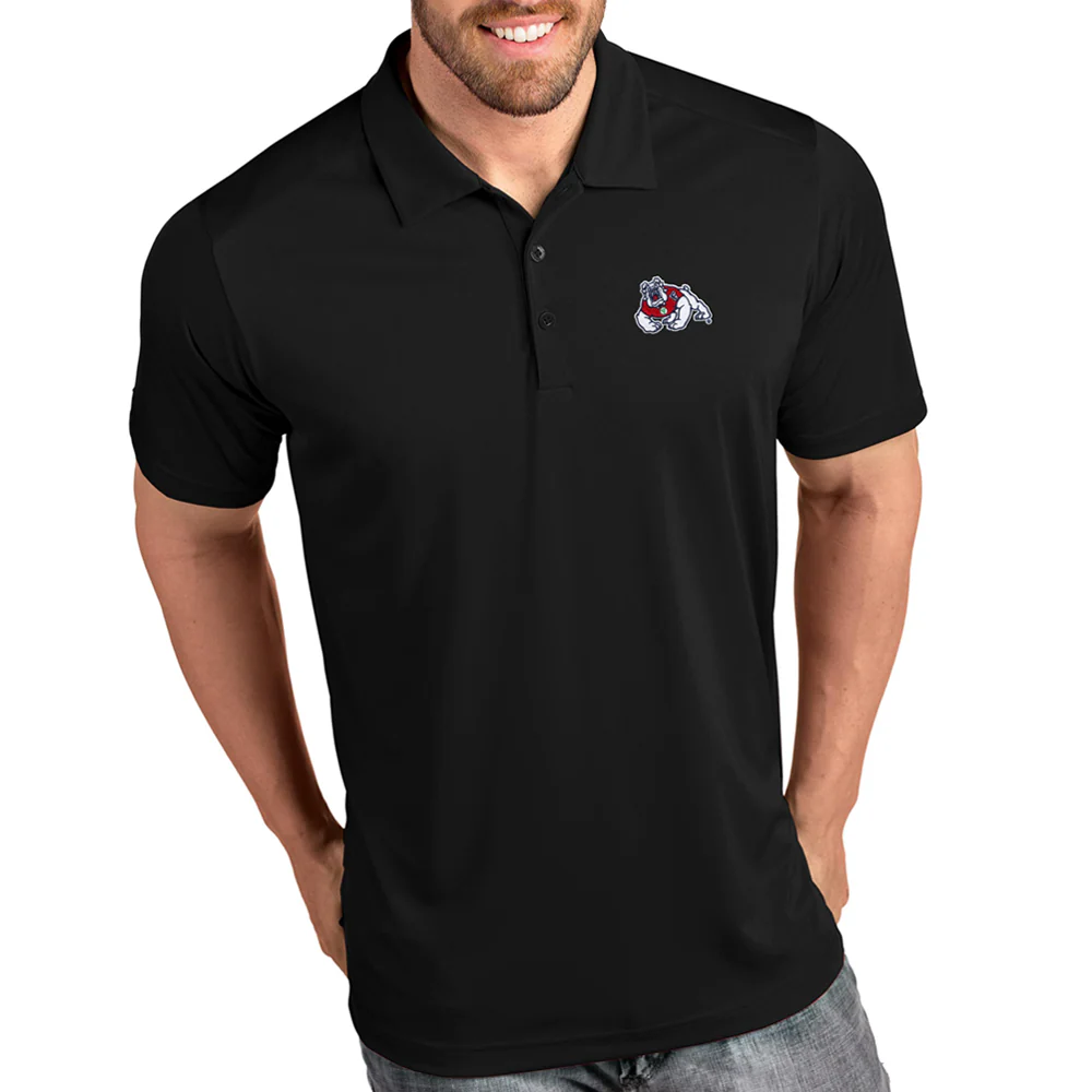 FRESNO STATE BULLDOGS MEN'S ANTIGUA TRIBUTE POLO - BLACK