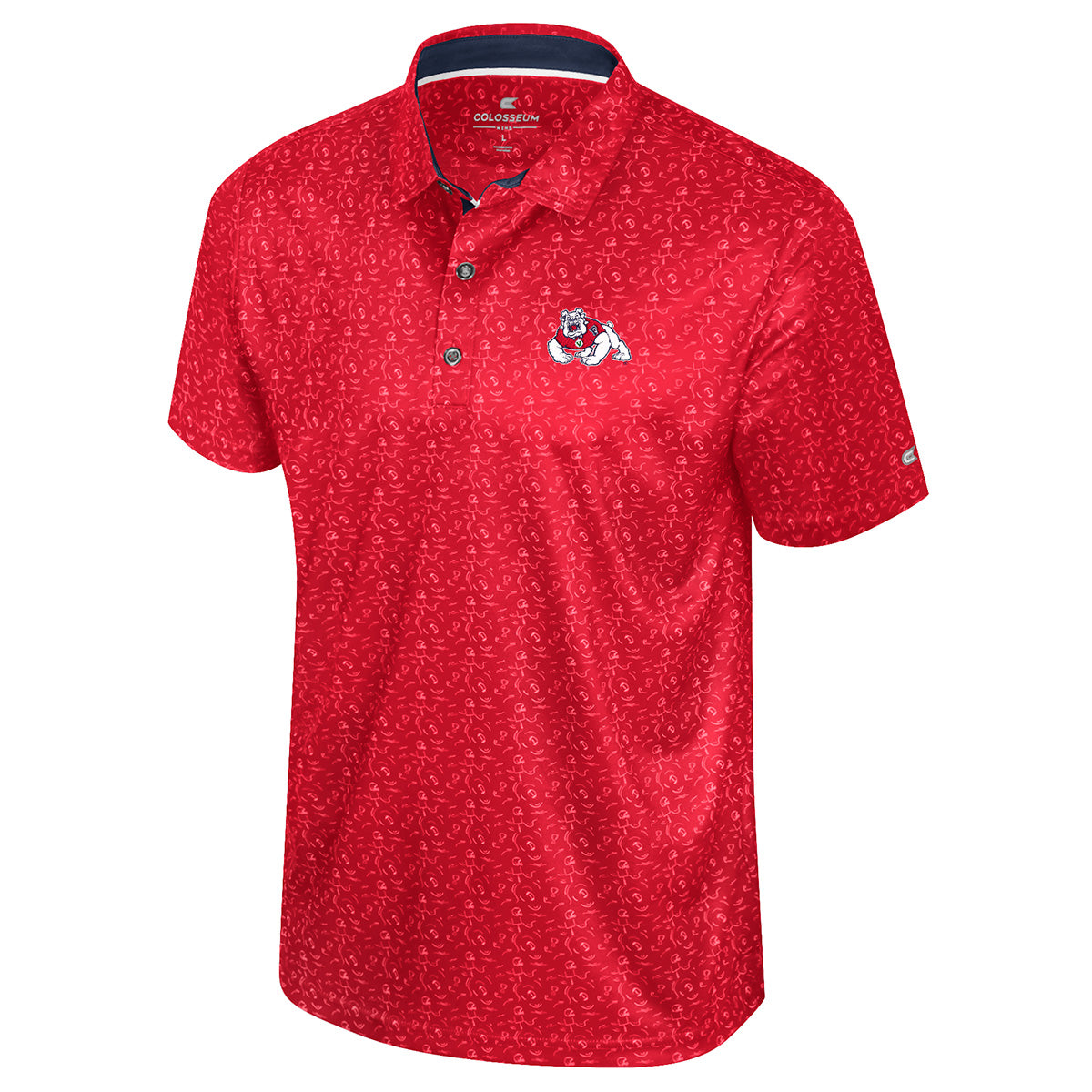 FRESNO STATE BULLDOGS MEN'S FOOTBALL PRINT POLO - RED