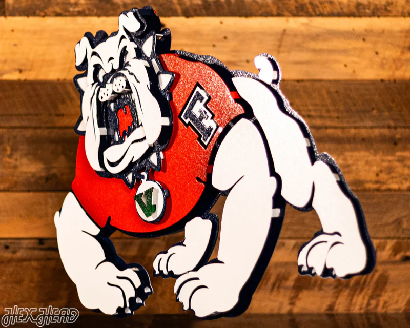 FRESNO STATE BULLDOGS "VICTOR E. BULLDOG" MASCOT 3D METAL WALL ART - 23.25" X 17"