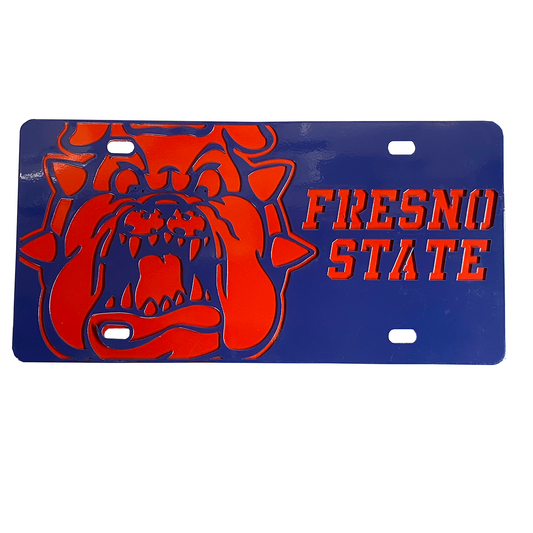 FRESNO STATE BULLDOGS 2PC LICENSE PLATE TAG - BLUE