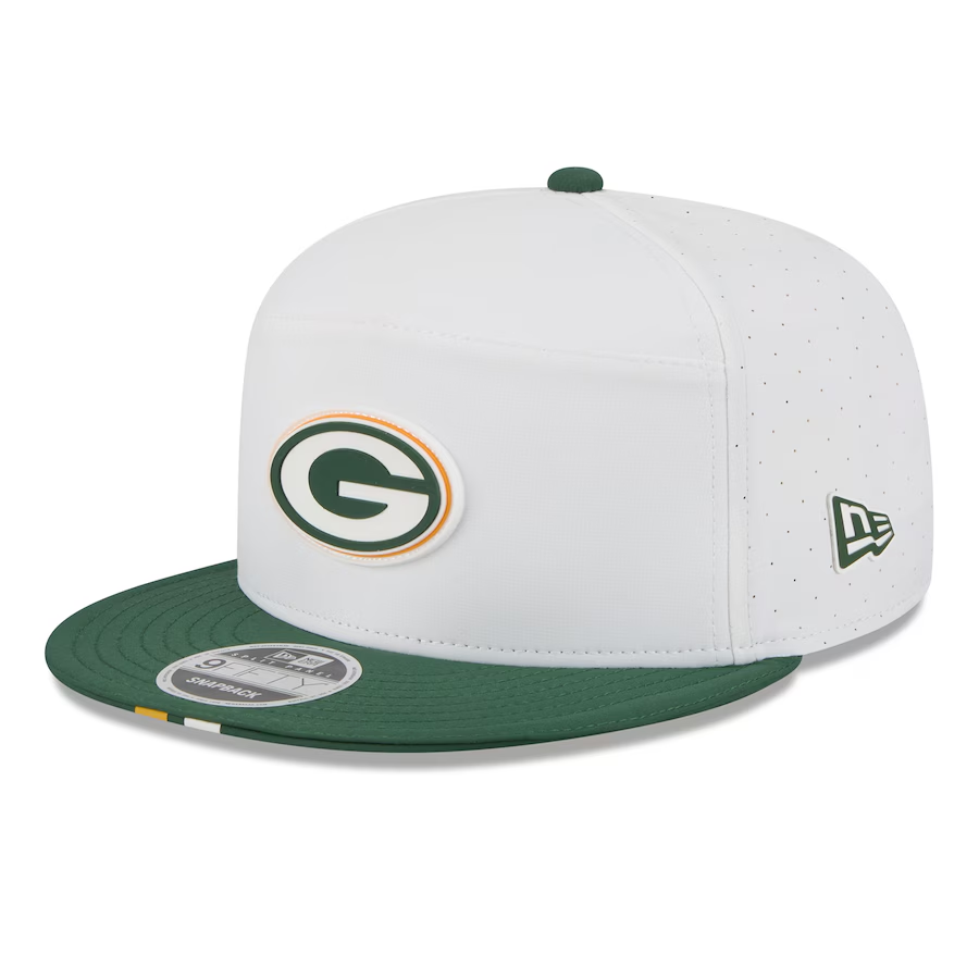 GREEN BAY PACKERS 2025 NFL TRAINING CAMP 9FIFTY SPLIT PANEL SNAPBACK HAT - WHITE