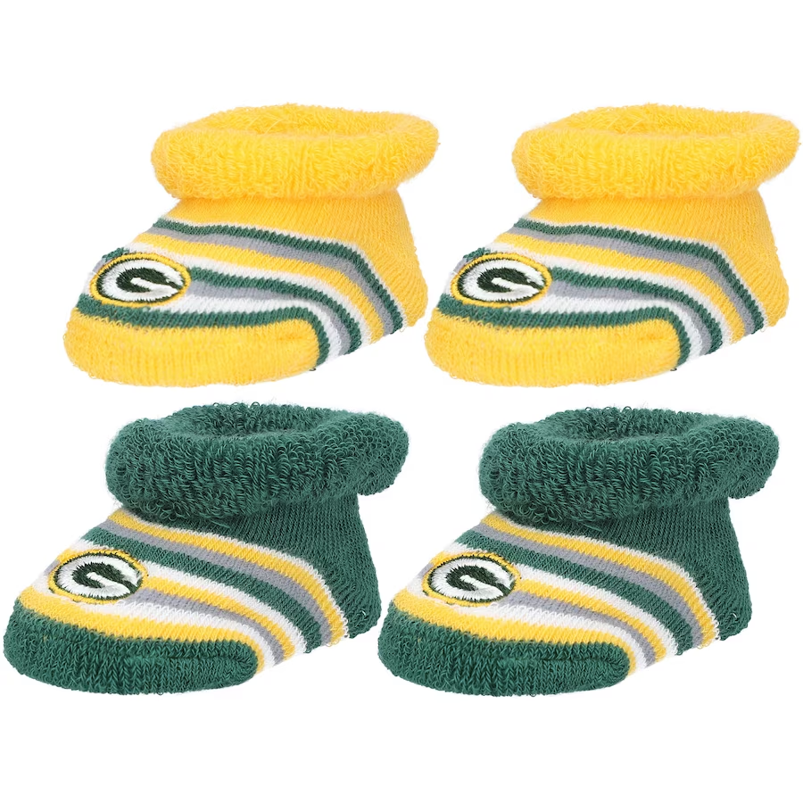 PAQUETE DE 2 BOTINES A RAYAS PARA BEBÉ GREEN BAY PACKERS DST