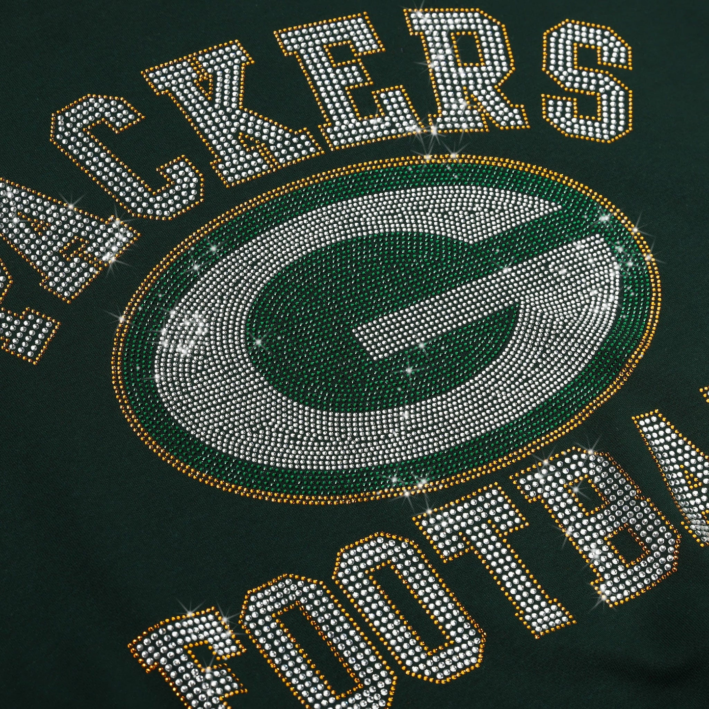 GREEN BAY PACKERS WOMEN'S FOCO RHINESTONE LOGO OVERSIZED CREW NECK SWEATSHIRT - GREEN