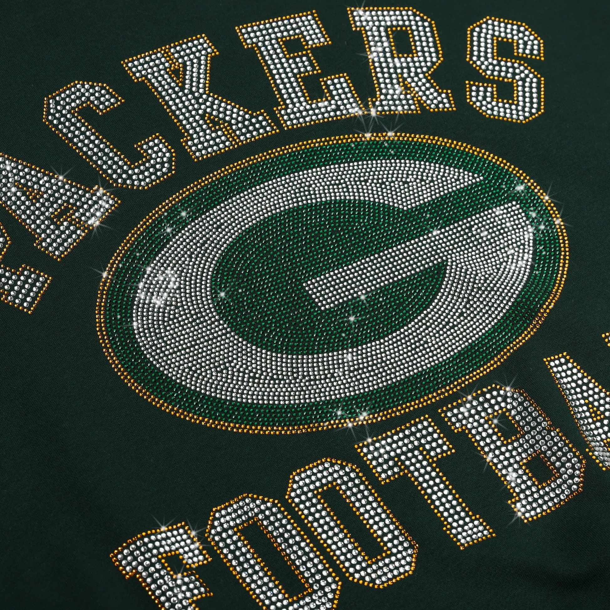 GREEN BAY PACKERS WOMEN'S FOCO RHINESTONE LOGO OVERSIZED CREW NECK SWEATSHIRT - GREEN