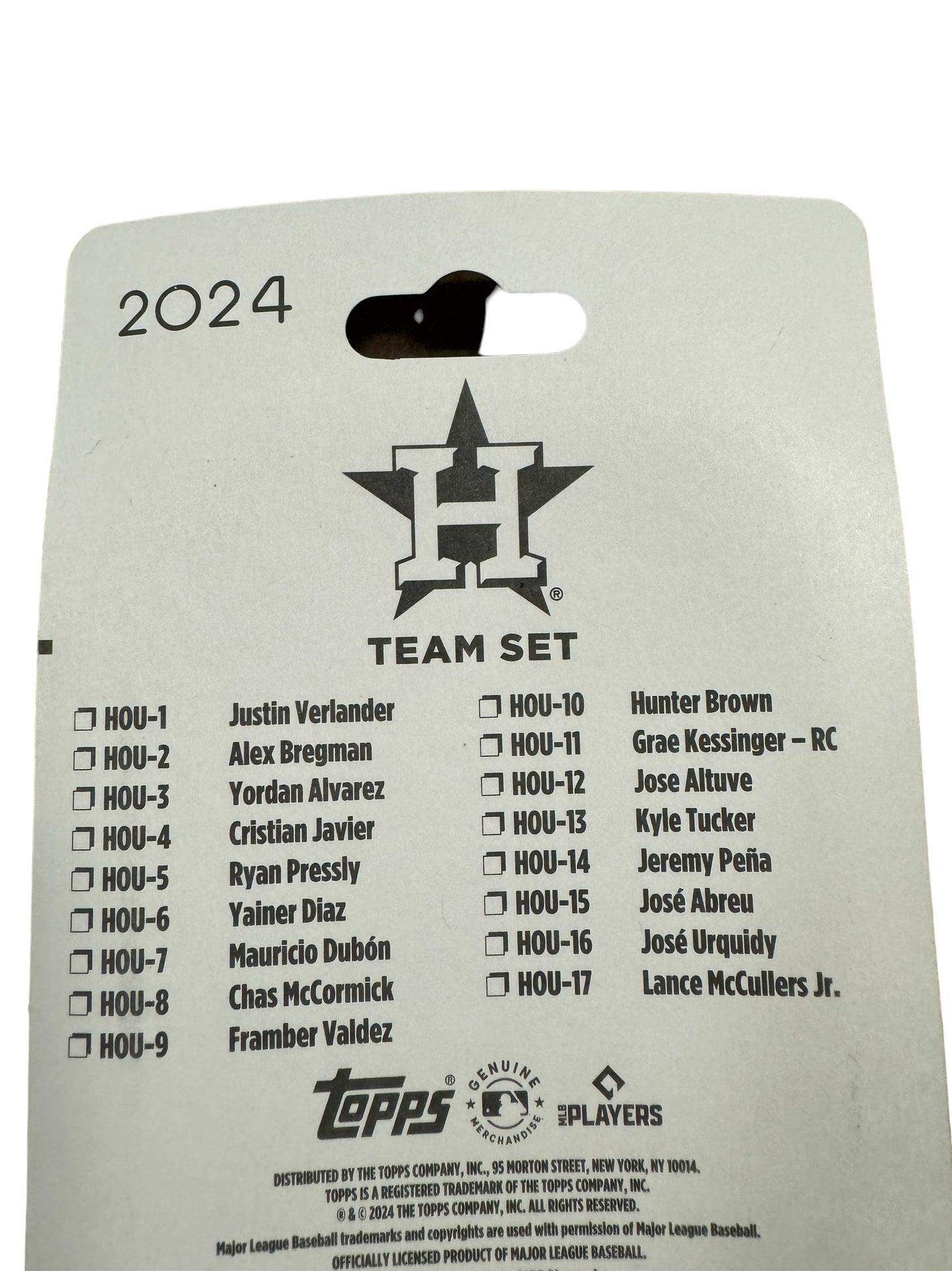 HOUSTON ASTROS 2024 TOPPS TEAM SET