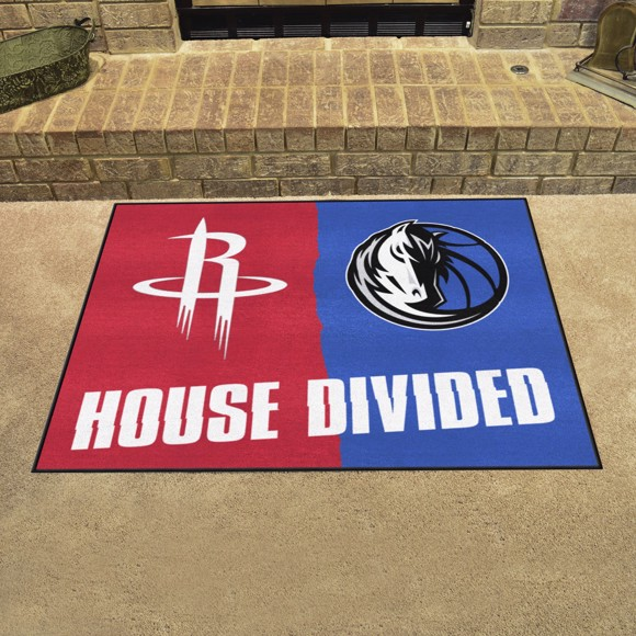 HOUSTON ROCKETS / DALLAS MAVERICKS HOUSE DIVIDED 34" X 42.5" MAT