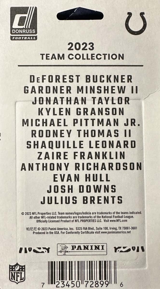 INDIANAPOLIS COLTS 2023 TEAM SET BY DONRUSS
