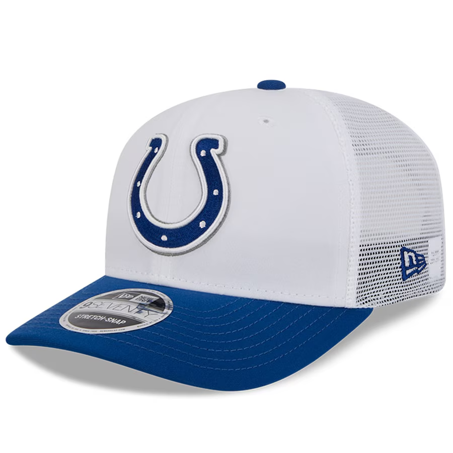 Gorra New Era 9Forty Indianapolis Colts - Blanca, Talla única, Ajuste Elástico, Edición Sideline 2023