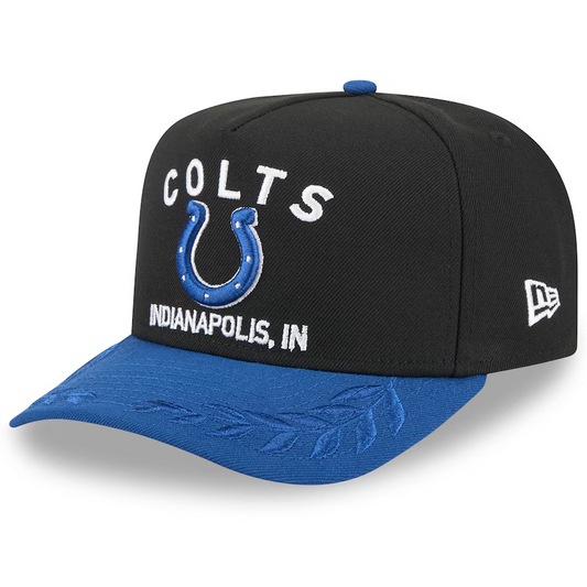 INDIANAPOLIS COLTS 2025 NFL DRAFT 9FIFTY A-FRAME SNAPBACK HAT - BLACK/BLUE