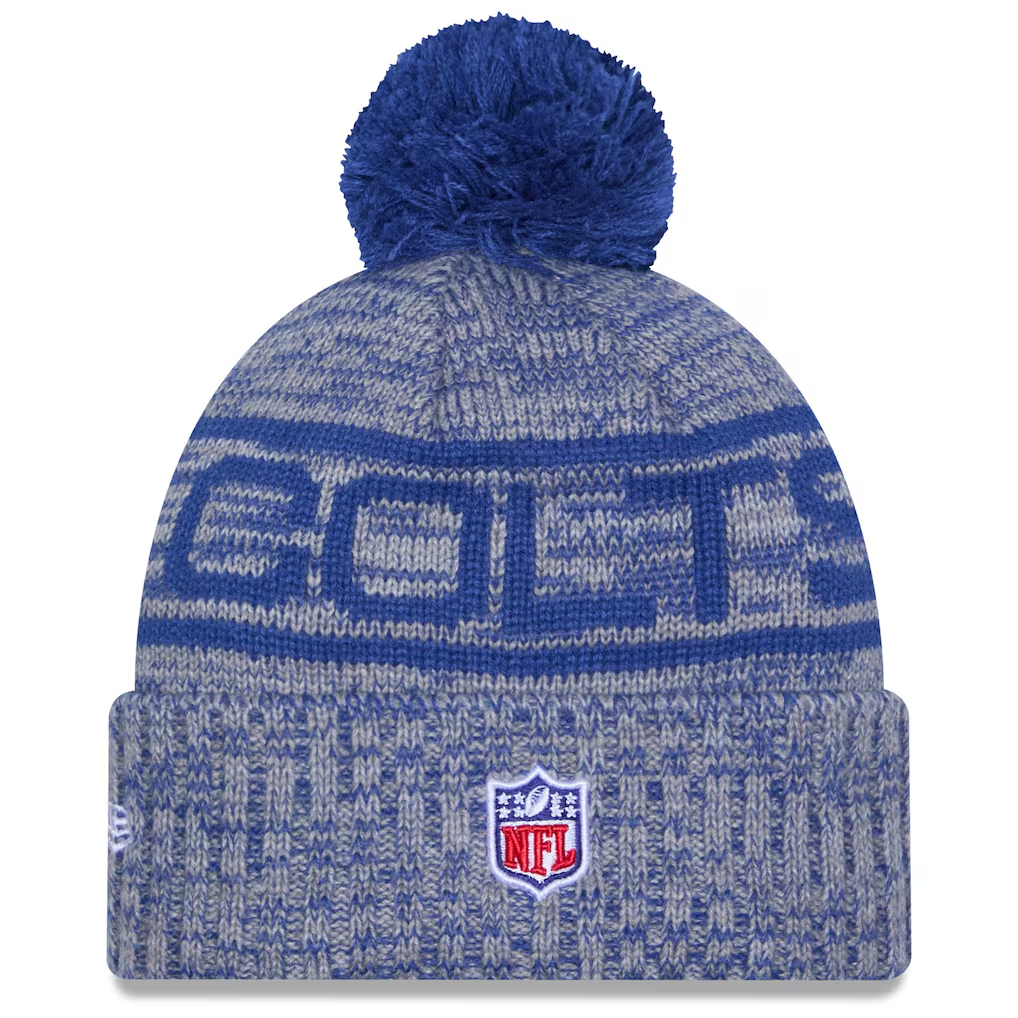 INDIANAPOLIS COLTS 2025 NFL SIDELINE COLD WEATHER CUFFED KNIT WITH POM - BLUE