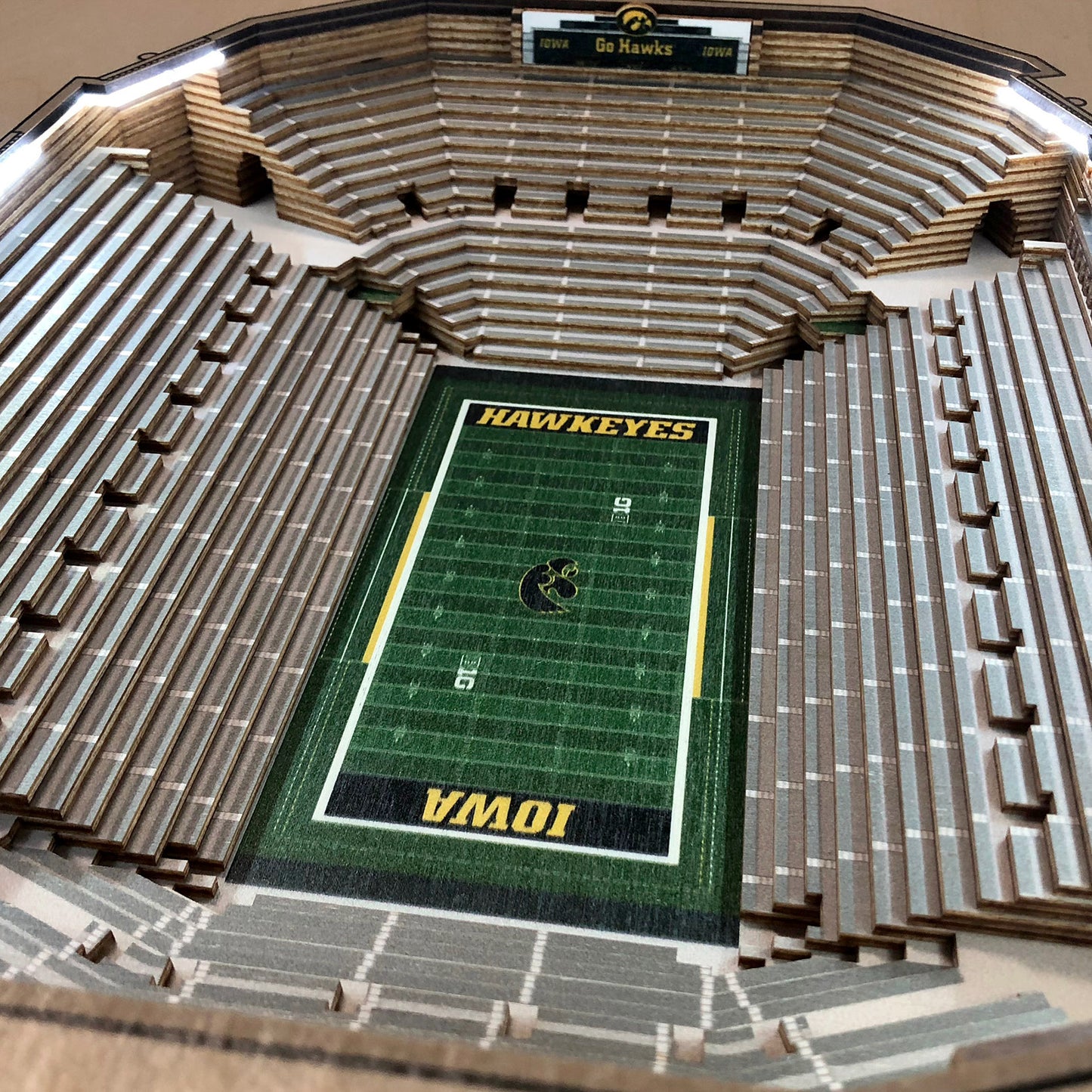 IOWA HAWKEYES 25 LAYER 3D STADIUM LIGHTED END TABLE