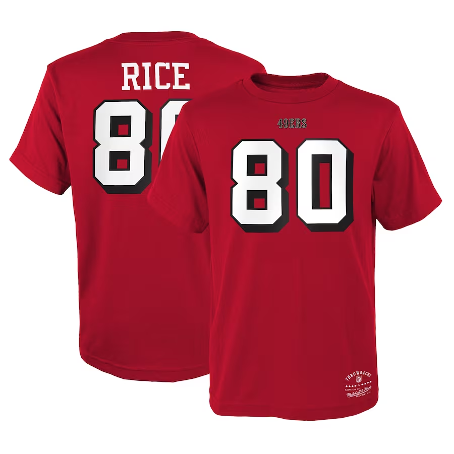 Mitchel & Ness Jerry Rice San Francisco 49ers Youth Retro Name and Number T-Shirt 22 / S