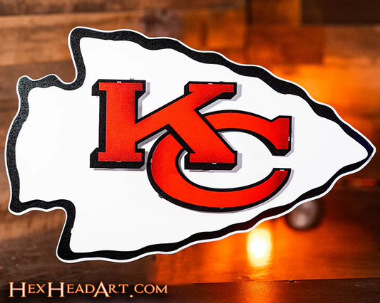 KANSAS CITY CHIEFS "ARROWHEAD" 3D VINTAGE METAL WALL ART - 26" X 16"