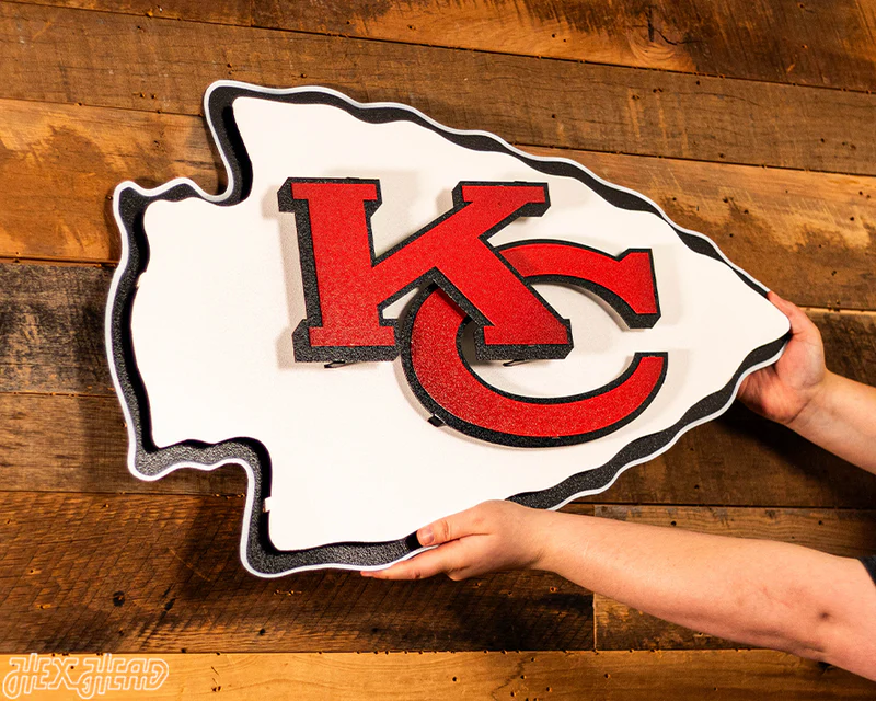 KANSAS CITY CHIEFS "ARROWHEAD" 3D VINTAGE METAL WALL ART - 26" X 16"