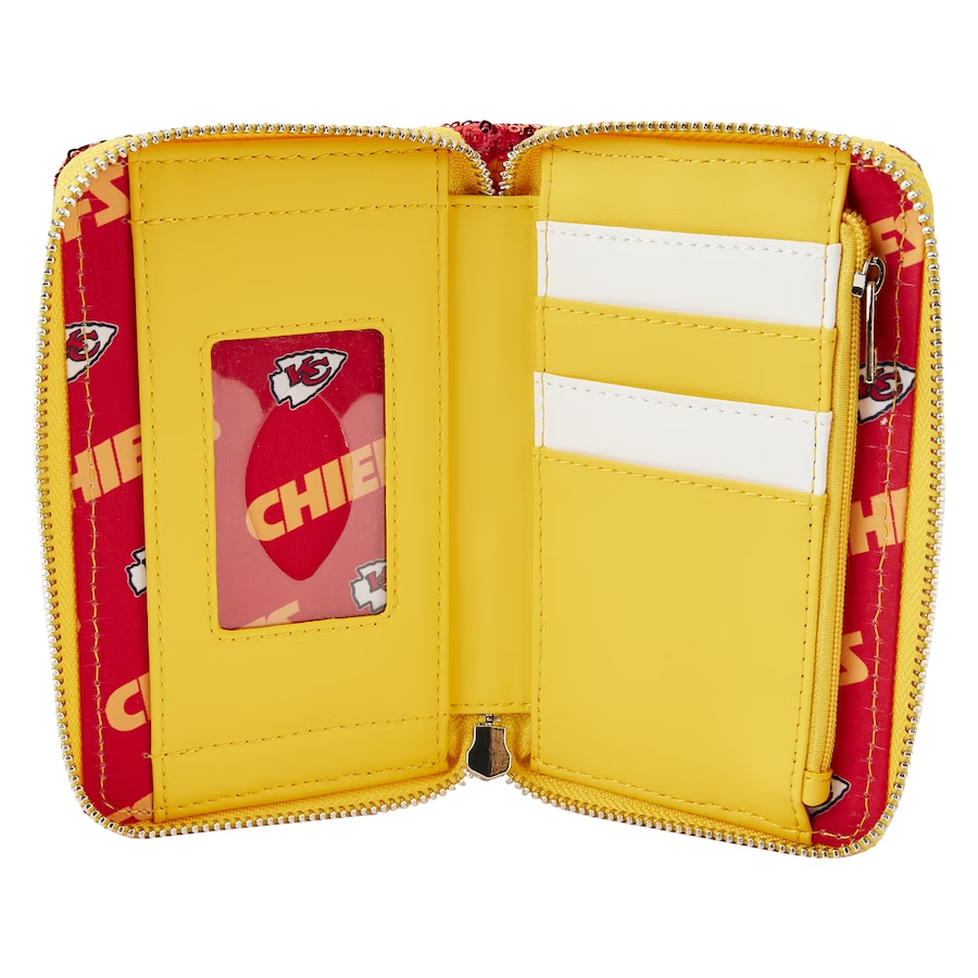 KANSAS CITY CHIEFS LOUNGEFLY SEQUIN ZIP AROUND WALLET