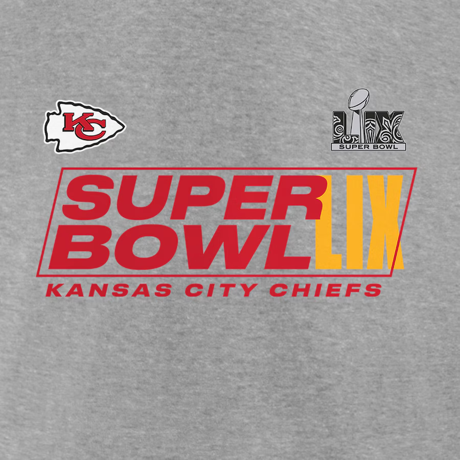 KANSAS CITY CHIEFS MEN'S SUPER BOWL LIX ROSTER T-SHIRT - HEATHER GRAY