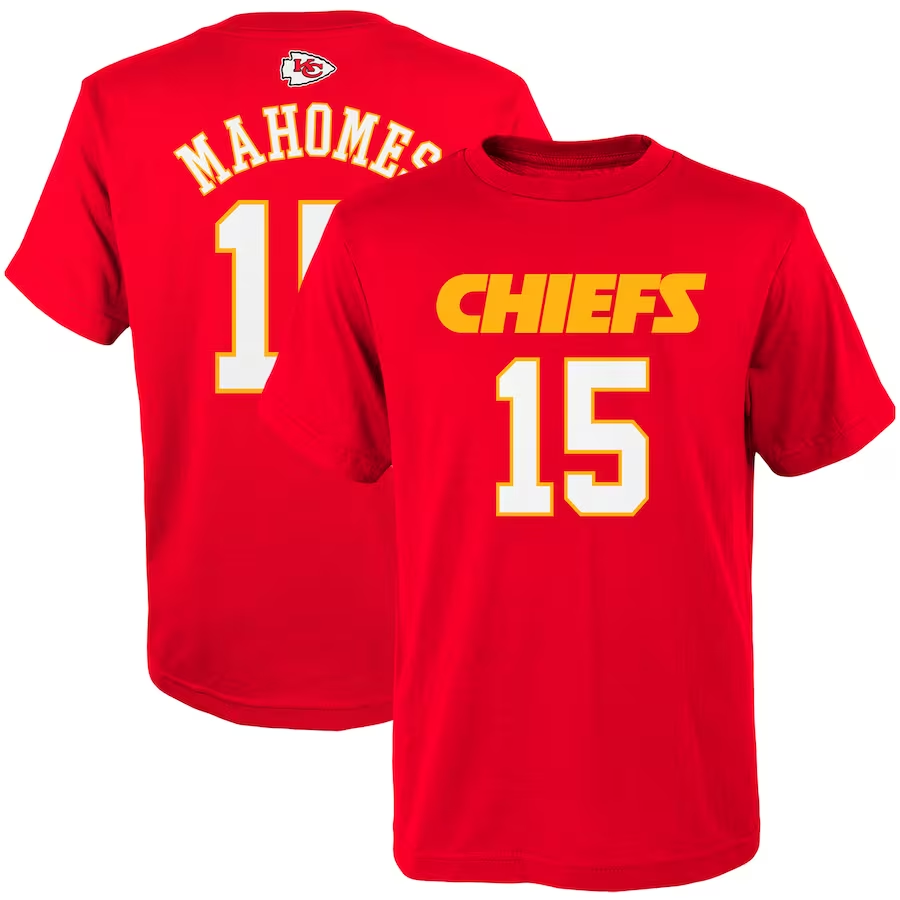 Outerstuff Youth Patrick Mahomes Red Kansas City Chiefs Mainliner Player Name & Number Long Sleeve T-Shirt Size: Large