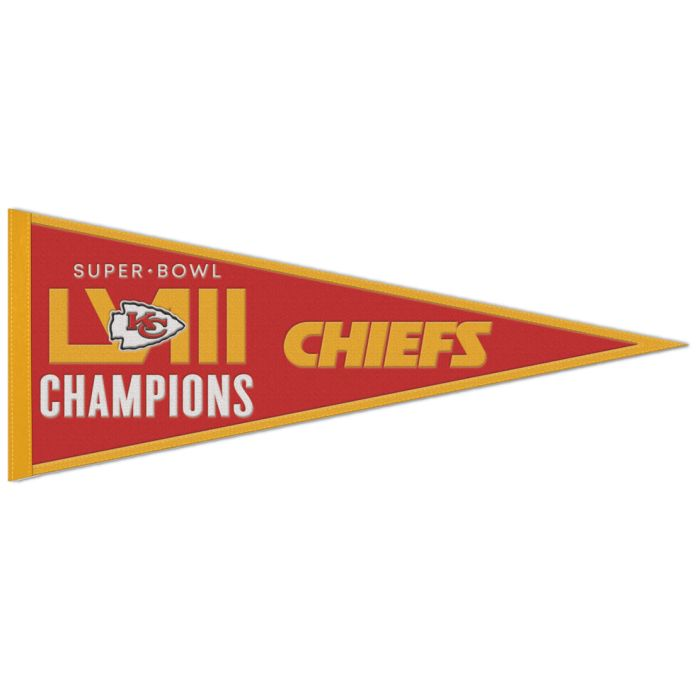 KANSAS CITY CHIEFS SUPER BOWL LVIII CHAMPIONS WOOL PENNANT 13" X 32"