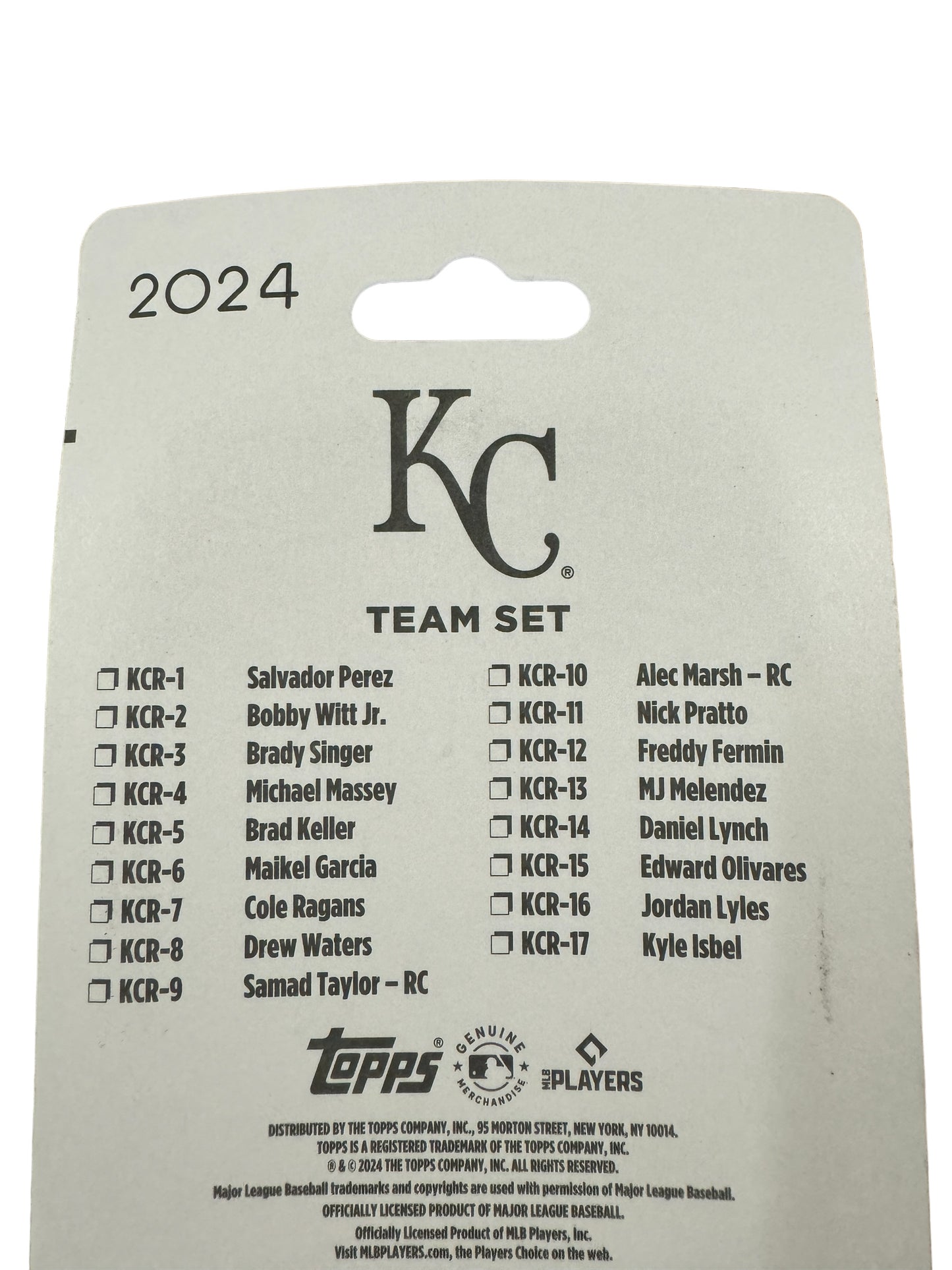 KANSAS CITY ROYALS 2024 TOPPS TEAM SET