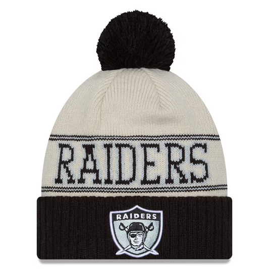 LAS VEGAS RAIDERS 2023 NFL SIDELINE CUFFED KNIT WITH POM - HISTORIC