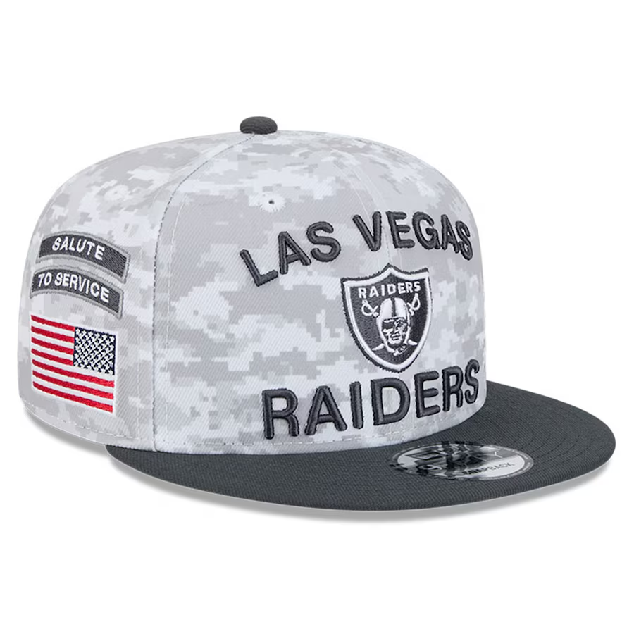 Boné 9FIFTY Las Vegas Raiders Salute To Service 2022 Aba Reta | NFL Boné 9FIFTY Las Vegas Raiders Salute To Service 2022 Aba Reta | NFL