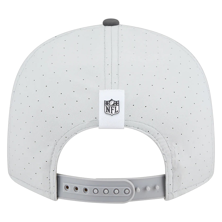LAS VEGAS RAIDERS 2025 NFL TRAINING CAMP 9FIFTY SPLIT PANEL SNAPBACK HAT - GRAY