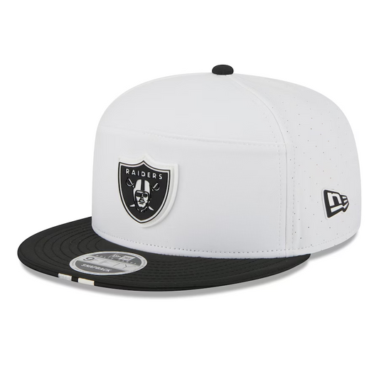 LAS VEGAS RAIDERS 2025 NFL TRAINING CAMP 9FIFTY SPLIT PANEL SNAPBACK HAT - WHITE
