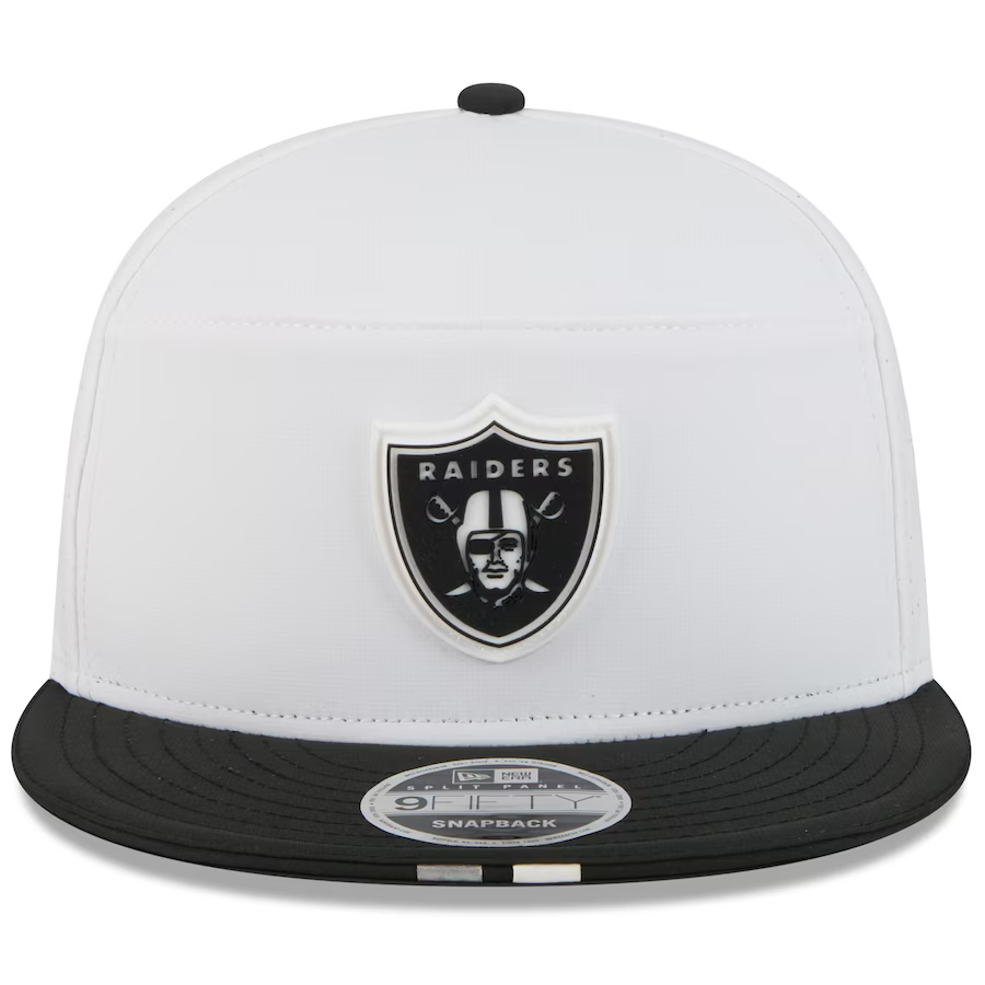 LAS VEGAS RAIDERS 2025 NFL TRAINING CAMP 9FIFTY SPLIT PANEL SNAPBACK HAT - WHITE