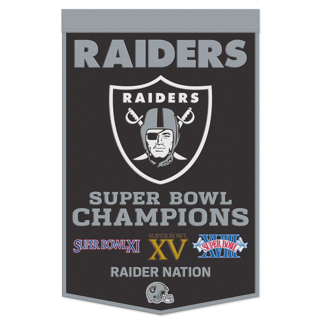 BANDERA DE CELEBRACIÓN DE LANA DE LOS RAIDERS DE LAS VEGAS DE 24" X 38"