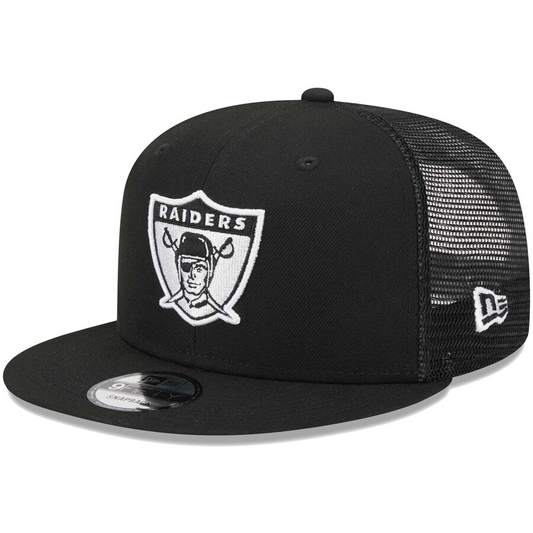 LAS VEGAS RAIDERS EVERGREEN RETRO TRUCKER 9FIFTY SNAPBACK HAT - BLACK