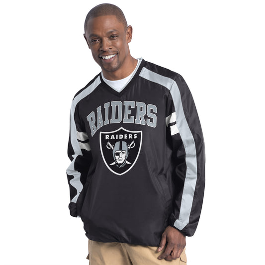LAS VEGAS RAIDERS MEN'S 12TH MAN PULLOVER JACKET - BLACK
