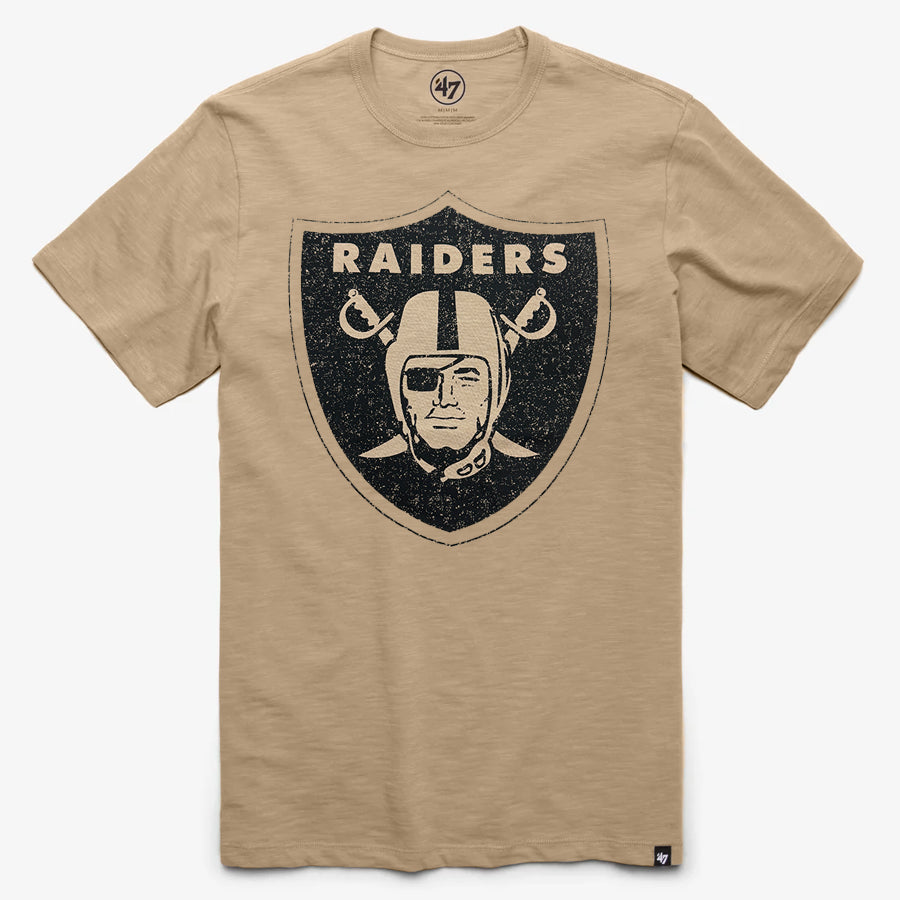 LAS VEGAS RAIDERS MEN'S DUSTED IMPRINT RIVER T-SHIRT KHAKI