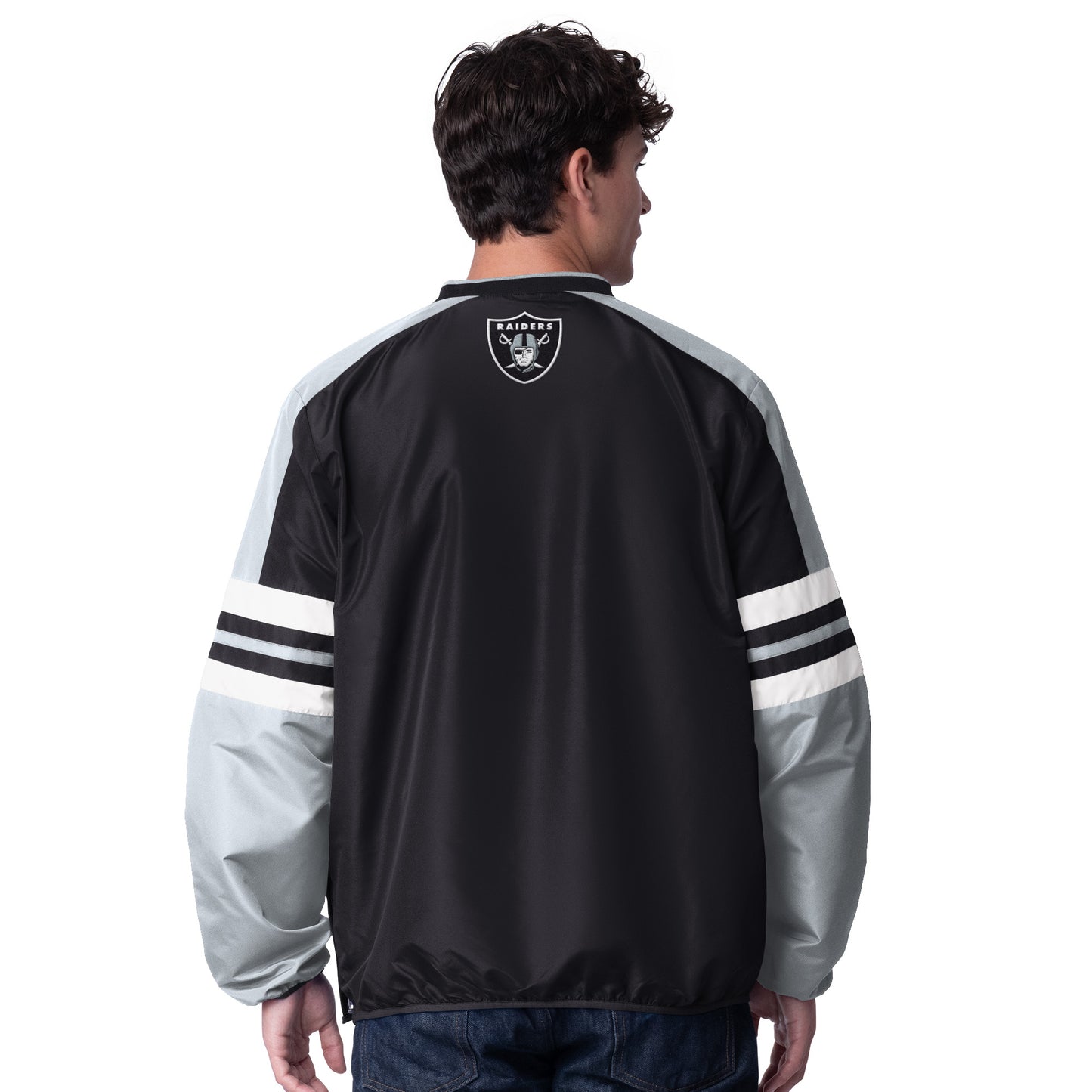 LAS VEGAS RAIDERS MEN'S HIGH HEAT 1 PULLOVER JACKET - BLACK/GRAY