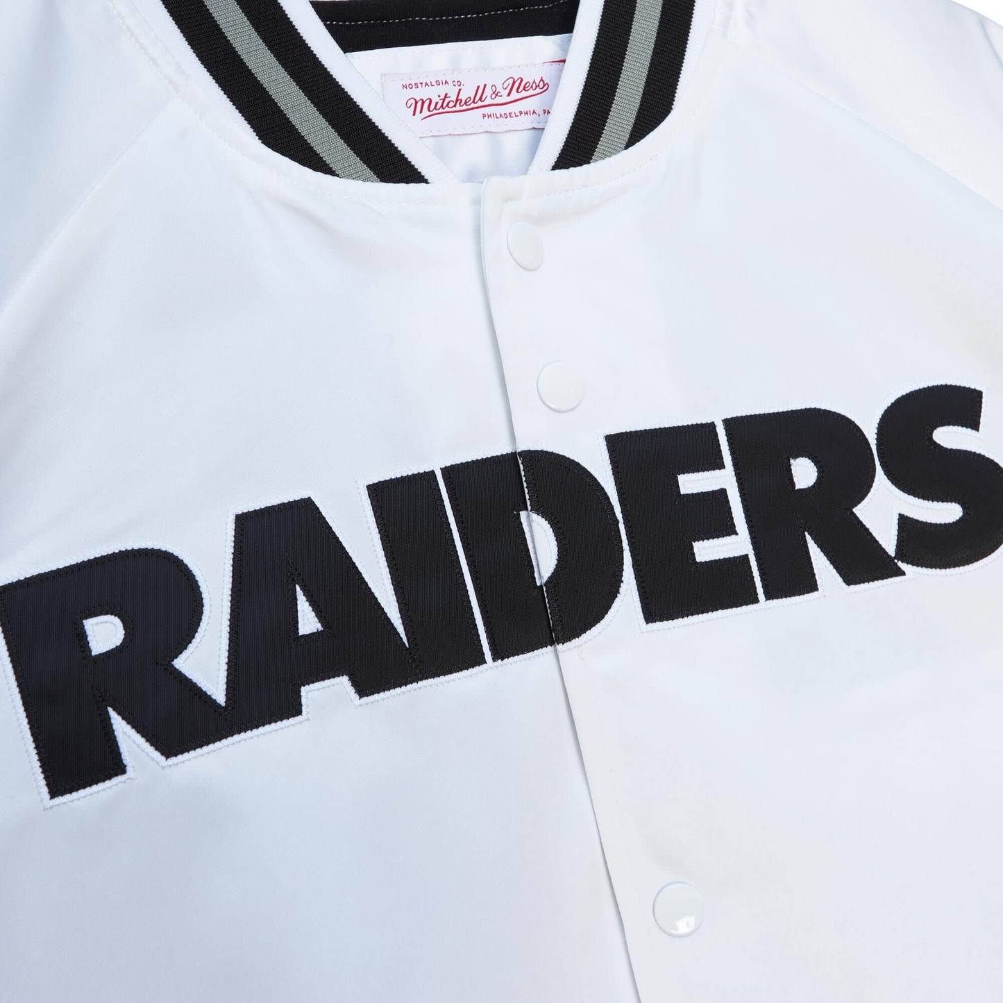 LAS VEGAS RAIDERS MEN'S LIGHTWEIGHT SATIN JACKET - WHITE