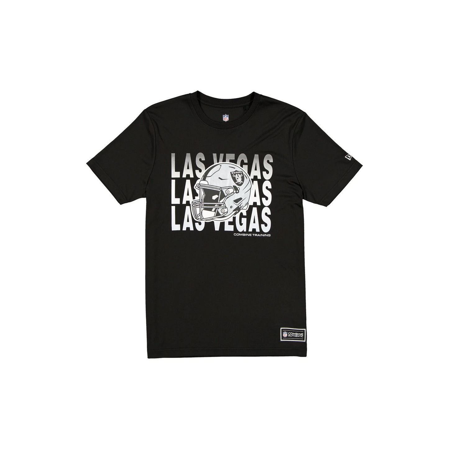LAS VEGAS RAIDERS MEN'S NEW ERA 2025 NFL TRAINING CAMP HELMET T-SHIRT - BLACK