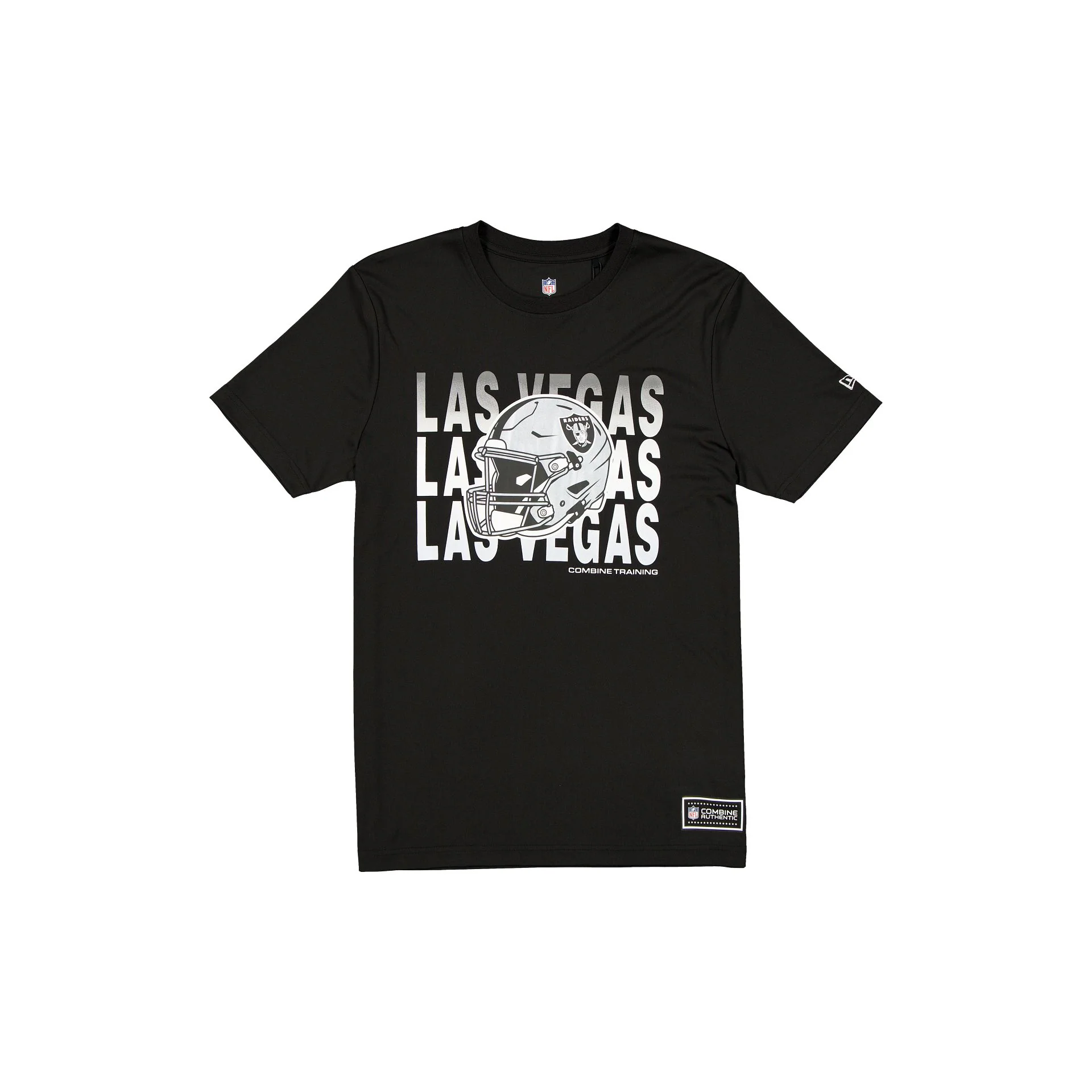 LAS VEGAS RAIDERS MEN'S NEW ERA 2025 NFL TRAINING CAMP HELMET T-SHIRT - BLACK