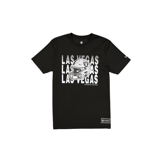 LAS VEGAS RAIDERS MEN'S NEW ERA 2025 NFL TRAINING CAMP HELMET T-SHIRT - BLACK