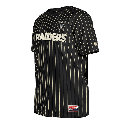 LAS VEGAS RAIDERS MEN'S PINSTRIPE T-SHIRT - BLACK