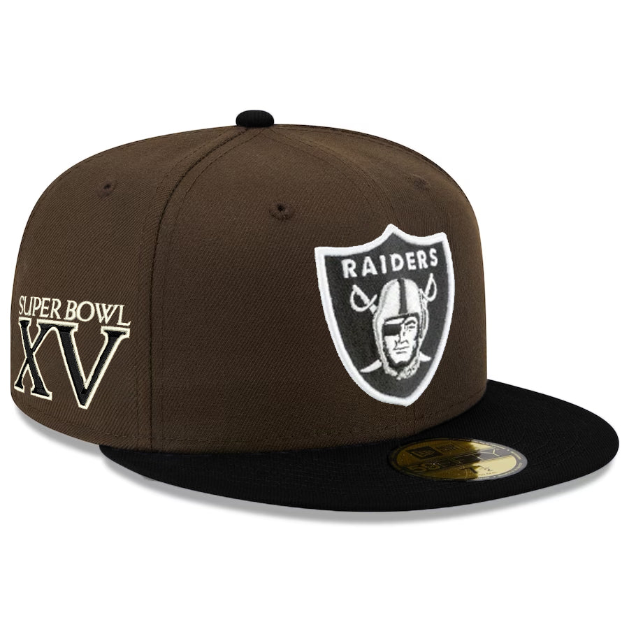 LAS VEGAS RAIDERS SUPER BOWL XV MOCHA CUSTOM 59FIFTY FITTED HAT BROWN/BLACK