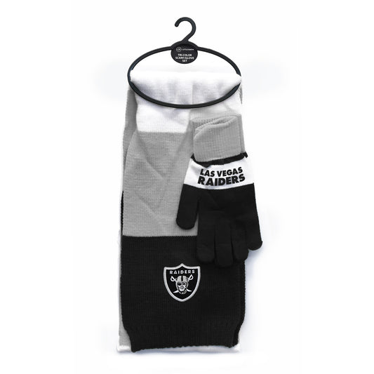 LAS VEGAS RAIDERS TRI-COLOR SCARF AND GLOVE SET