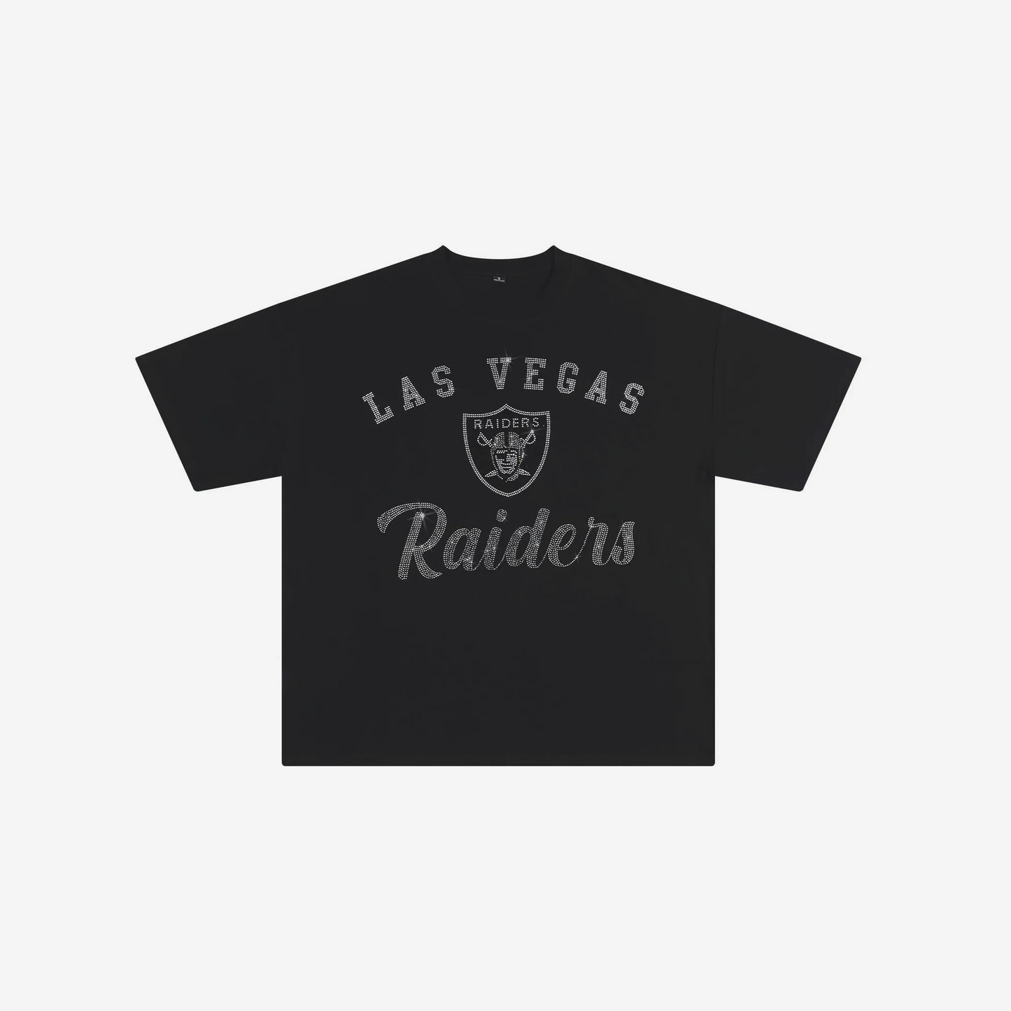LAS VEGAS RAIDERS WOMEN'S FOCO RHINESTONE LOGO OVERSIZED T-SHIRT - BLACK