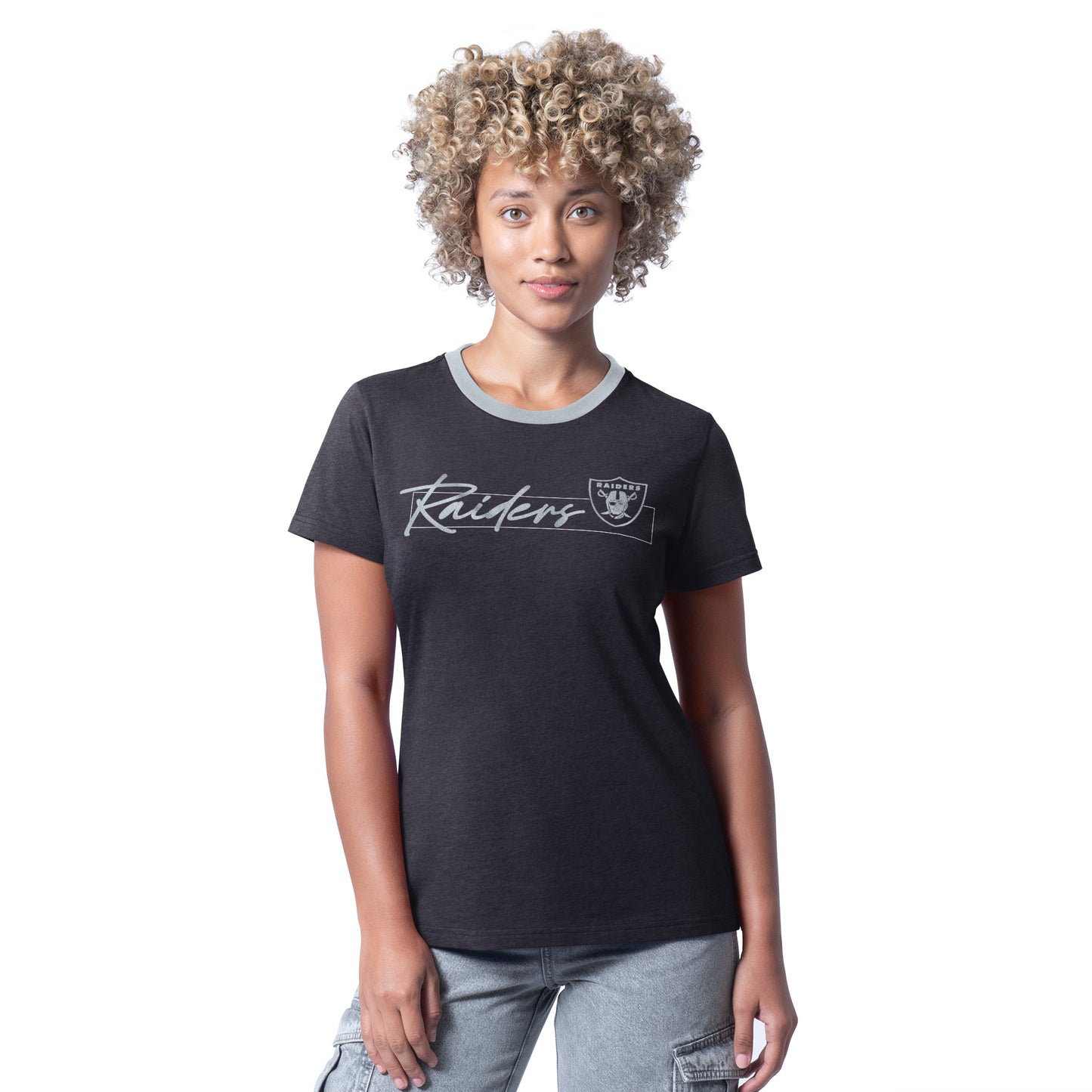 LAS VEGAS RAIDERS WOMEN'S G-III 4HER BY CARL BANKS MAIN PLAY T-SHIRT - BLACK