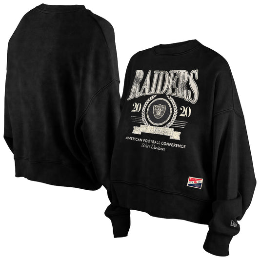 LAS VEGAS RAIDERS WOMEN'S THROWBACK BOXY CREWNECK SWEATSHIRT - BLACK