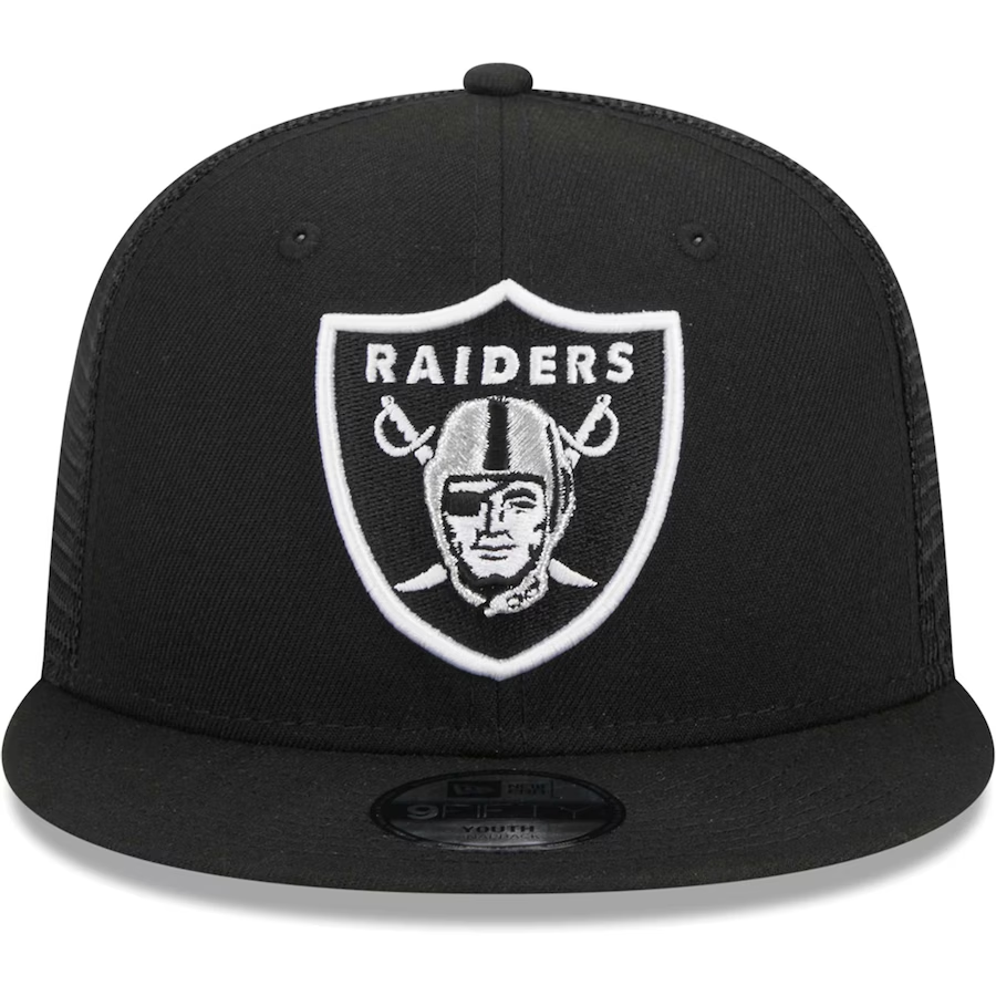 LAS VEGAS RAIDERS YOUTH EVERGREEN TRUCKER 9FIFTY SNAPBACK - BLACK