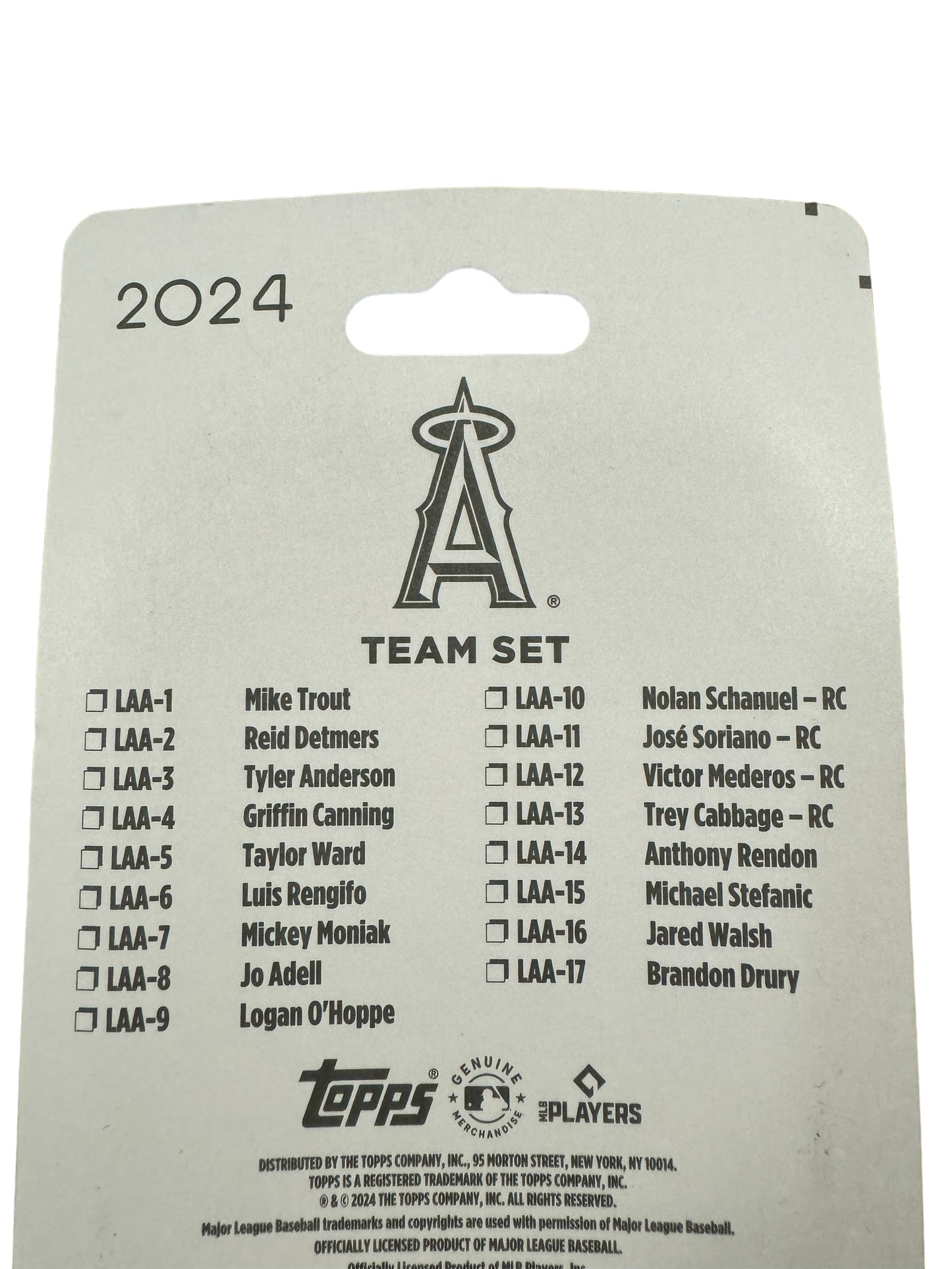 LOS ANGELES ANGELS 2024 TOPPS TEAM SET