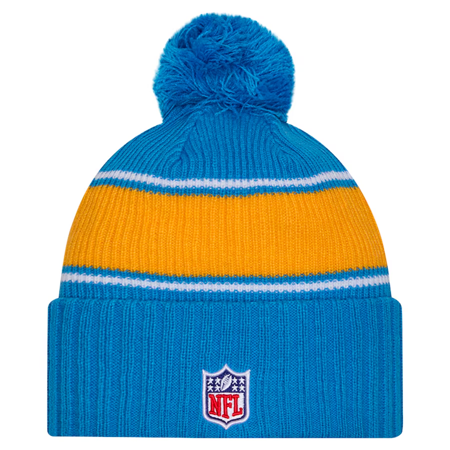 LOS ANGELES CHARGERS 2024 NFL SIDELINE CUFFED KNIT BEANIE WITH POM - BLUE