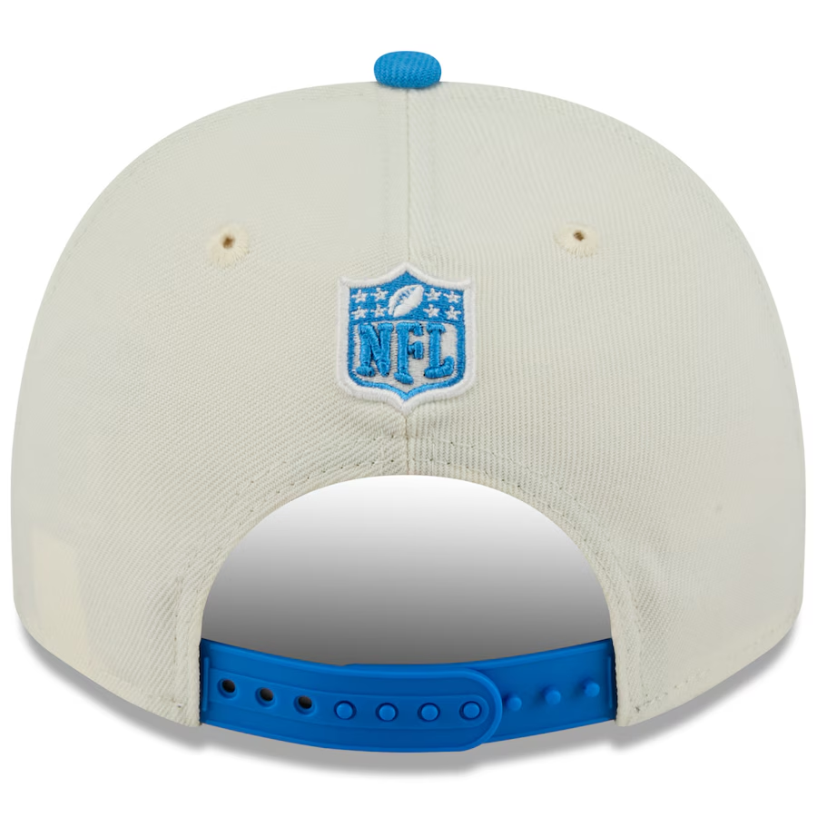 LOS ANGELES CHARGERS 2025 NFL DRAFT 9FIFTY A-FRAME SNAPBACK HAT - CHROME WHITE/POWDER BLUE