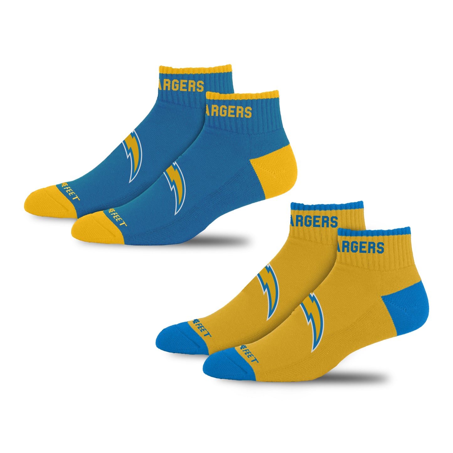 LOS ANGELES CHARGERS MEN'S FRONT AND CENTER 2-PACK SOCKS