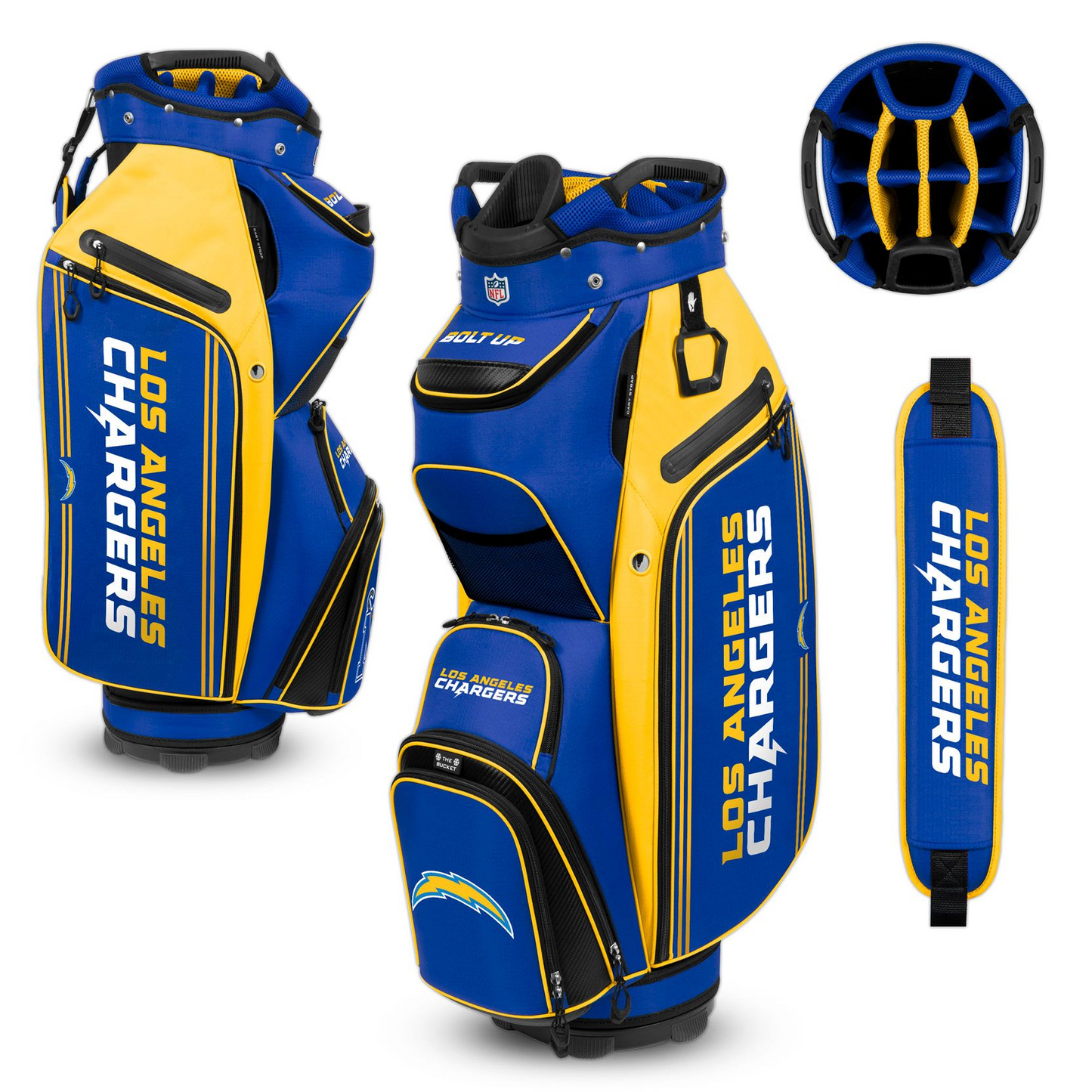 LOS ANGELES CHARGERS TEAM EFFORT BUCKET III COOLER CART GOLF BAG