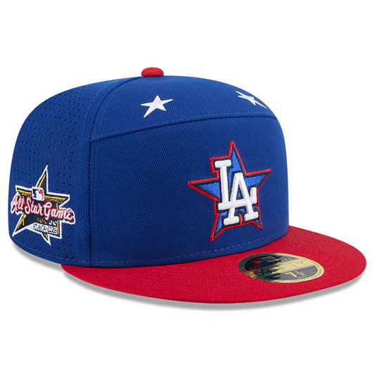 LOS ANGELES DODGERS 2025 MLB ALL-STAR GAME WORKOUT SPLIT PANEL 59FIFTY FITTED HAT - BLUE/RED
